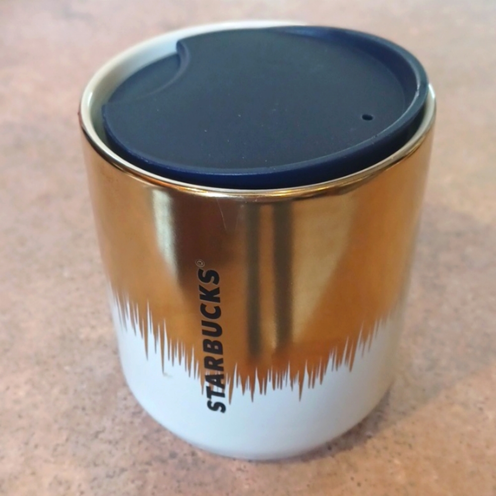Starbuck's Ceramic Gold Splatter Drip Travel Mug
